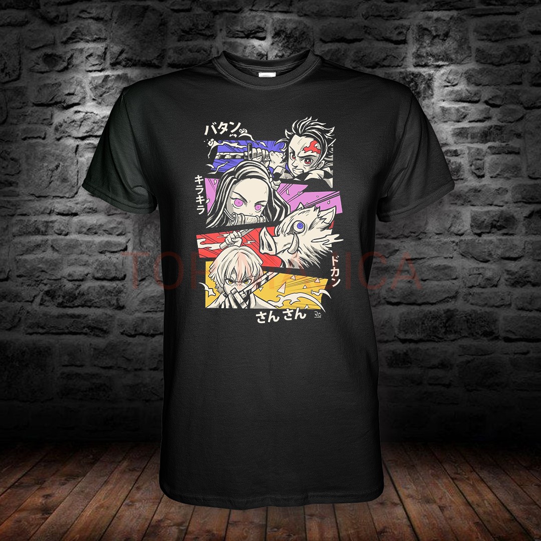 Demon Slayer Tanjiro i ekipa – Šareni manga kadrovi demon slayer 5 in 1 blk