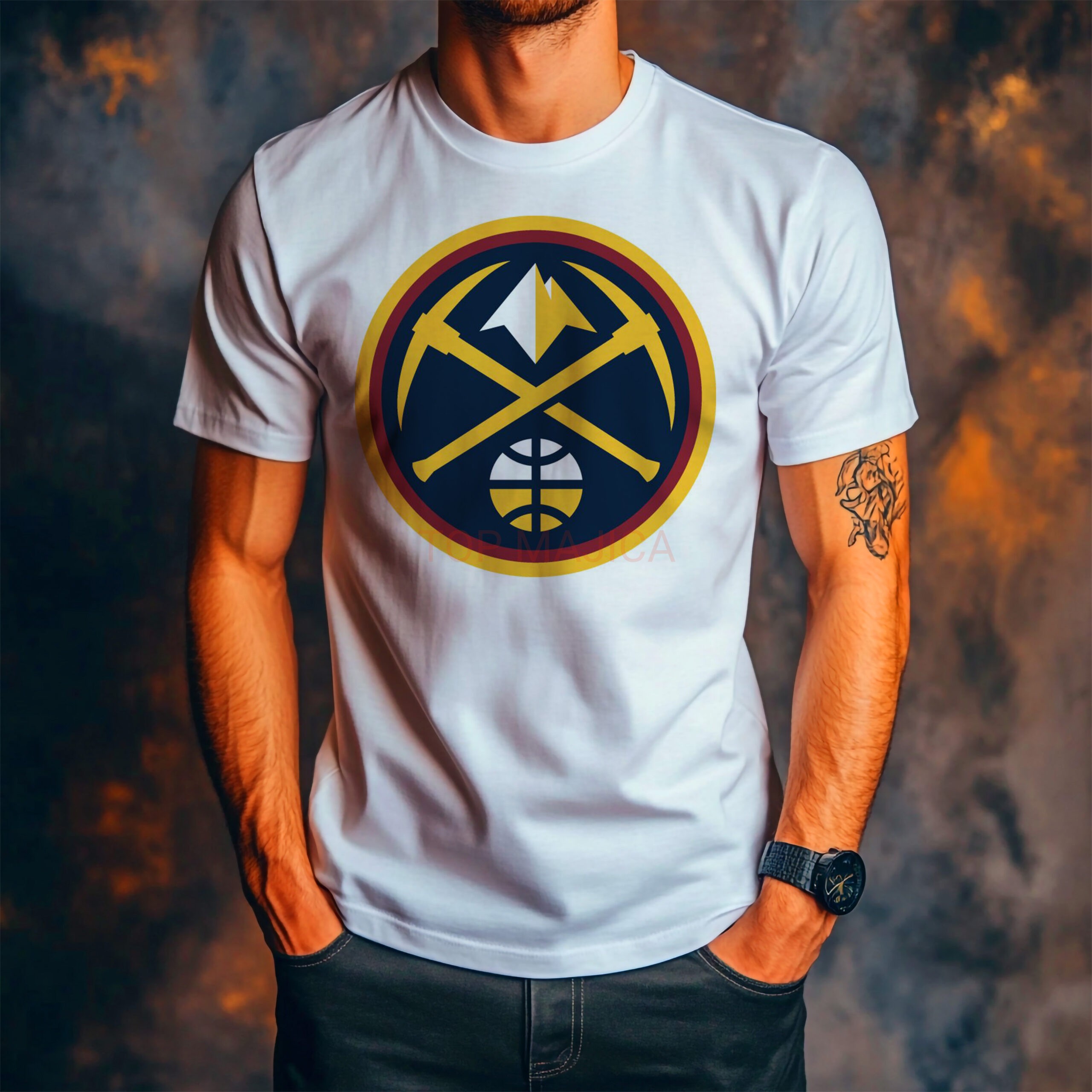 denver nuggets majica Denves Nuggets logo majica bela denver nuggets majica scaled