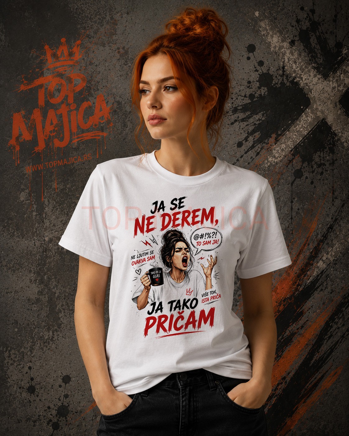 ja se ne derem ja tako pricam majica bela zenska Ja se ne derem, ja tako pricam - Majica bela ja se ne derem ja tako pricam majica bela zenska