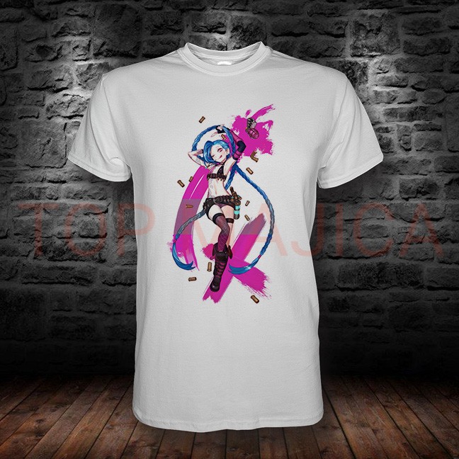 Jinx pink lol - Majica bela jinx maj