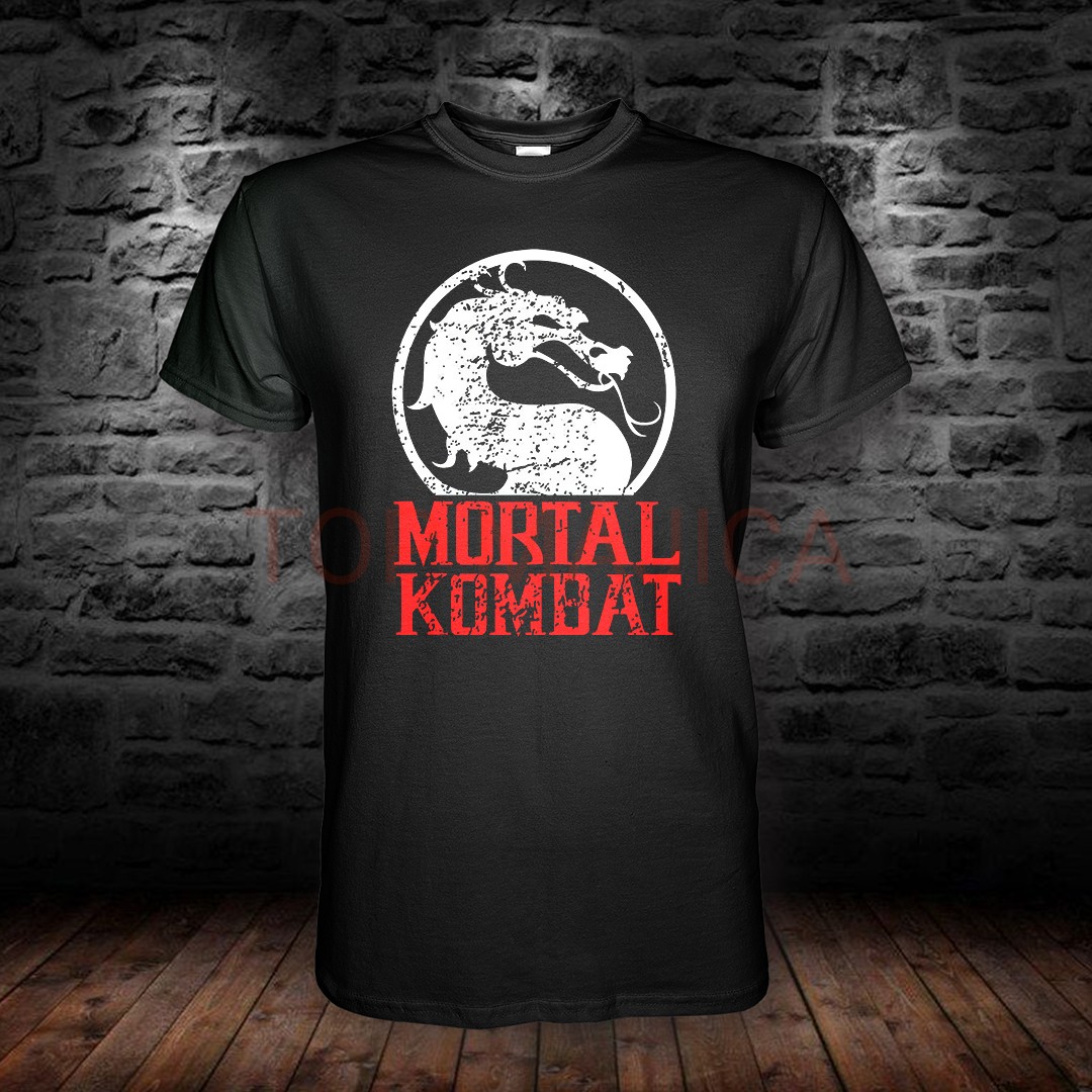 mortal kombat crna top majica Mortal Kombat retro logo - Majica crna mortal kombat crna top majica