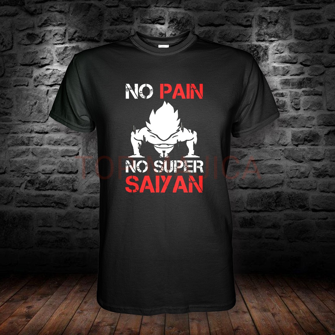 Vegeta Dragon Ball – No Pain No Super Saiyan motivaciona majica no pain crna majica