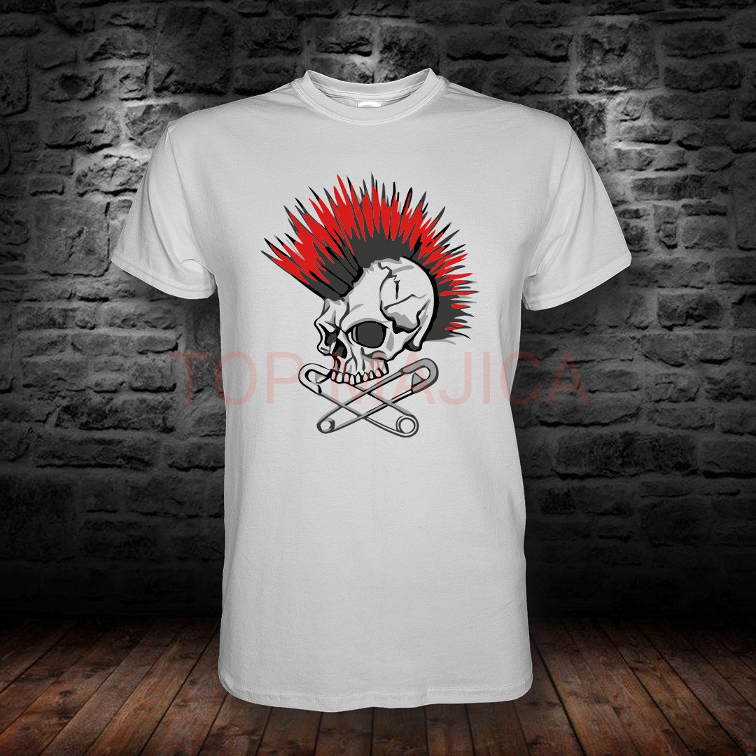 punk majica Punk skull majica bela punk majica