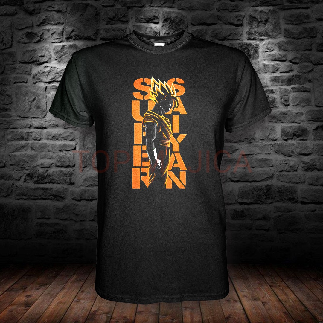 Gohan Super Saiyan Dragon Ball – Narandžasti tipografski natpis majica super saiyan top crna majica