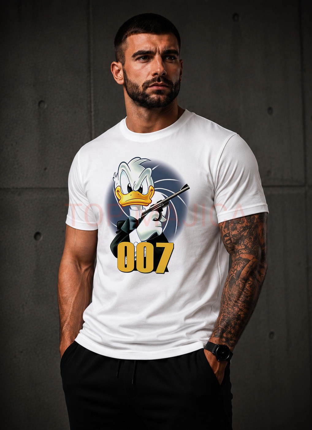 Agent 007 Duck - Majica bela Agent 007 Duck majica bela