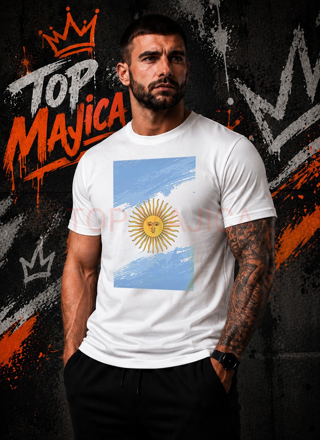 Argentina art bela majica Argentina art majica bela