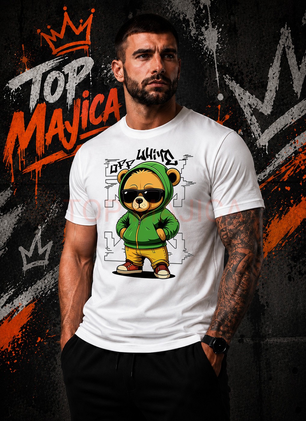 Bear Off White casual majica bela Bear off white casual - Majica bela Bear Off White casual majica bela