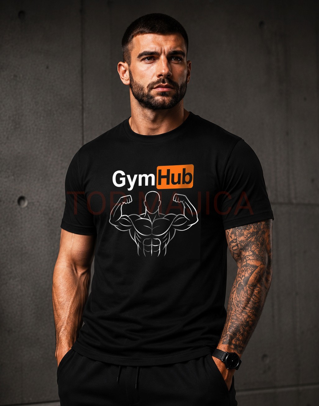 Gym Hub - Majica crna Gym hub majica crna
