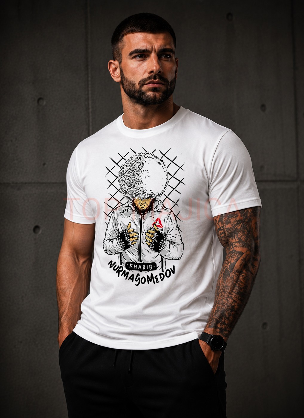 Khabib Nurmagomedov art majica bela Khabib Nurmagomedov art bela majica Khabib Nurmagomedov art majica bela