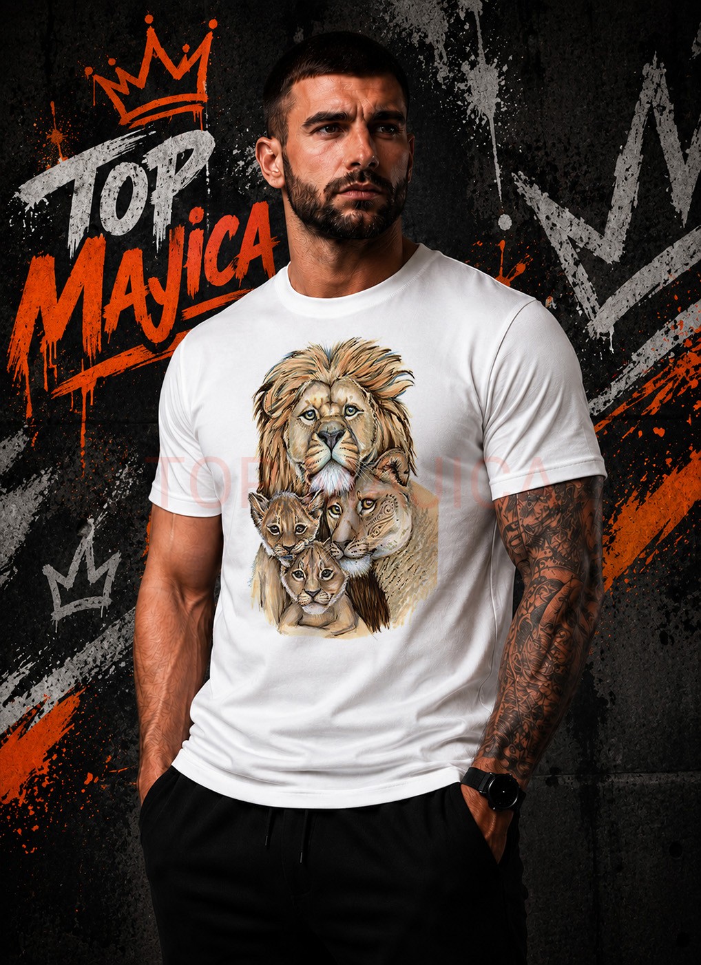 Lion Family - Majica bela Lion Family majica bela