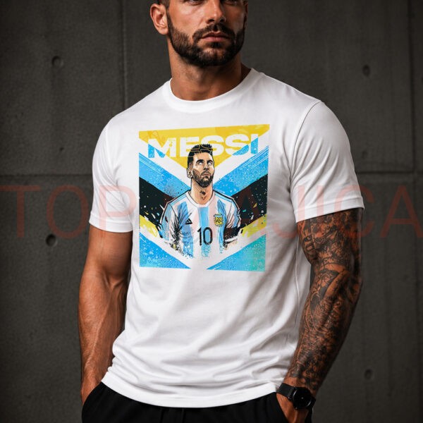 Lionel Messi Argentina art majica bela