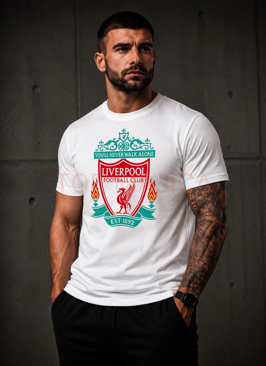 Liverpool grb majica bela Liverpool Grb - Majica bela Liverpool grb majica bela