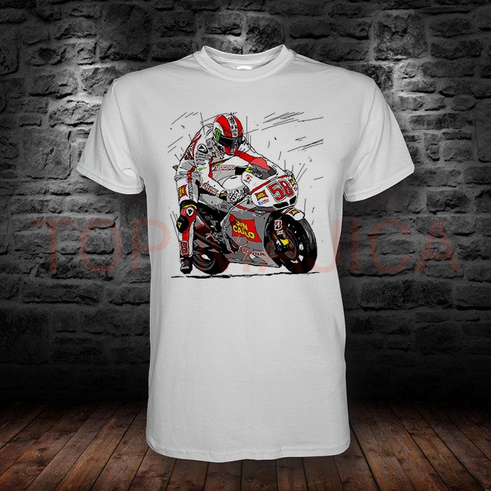 Marco Simoncelli Honda Marco Simoncelli majica art bela Marco Simoncelli Honda