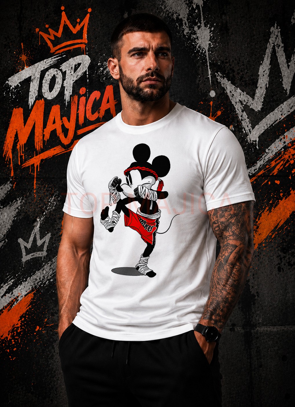 Miki Maus Kickboxing - Majica bela Miki Maus Kickboxing majica