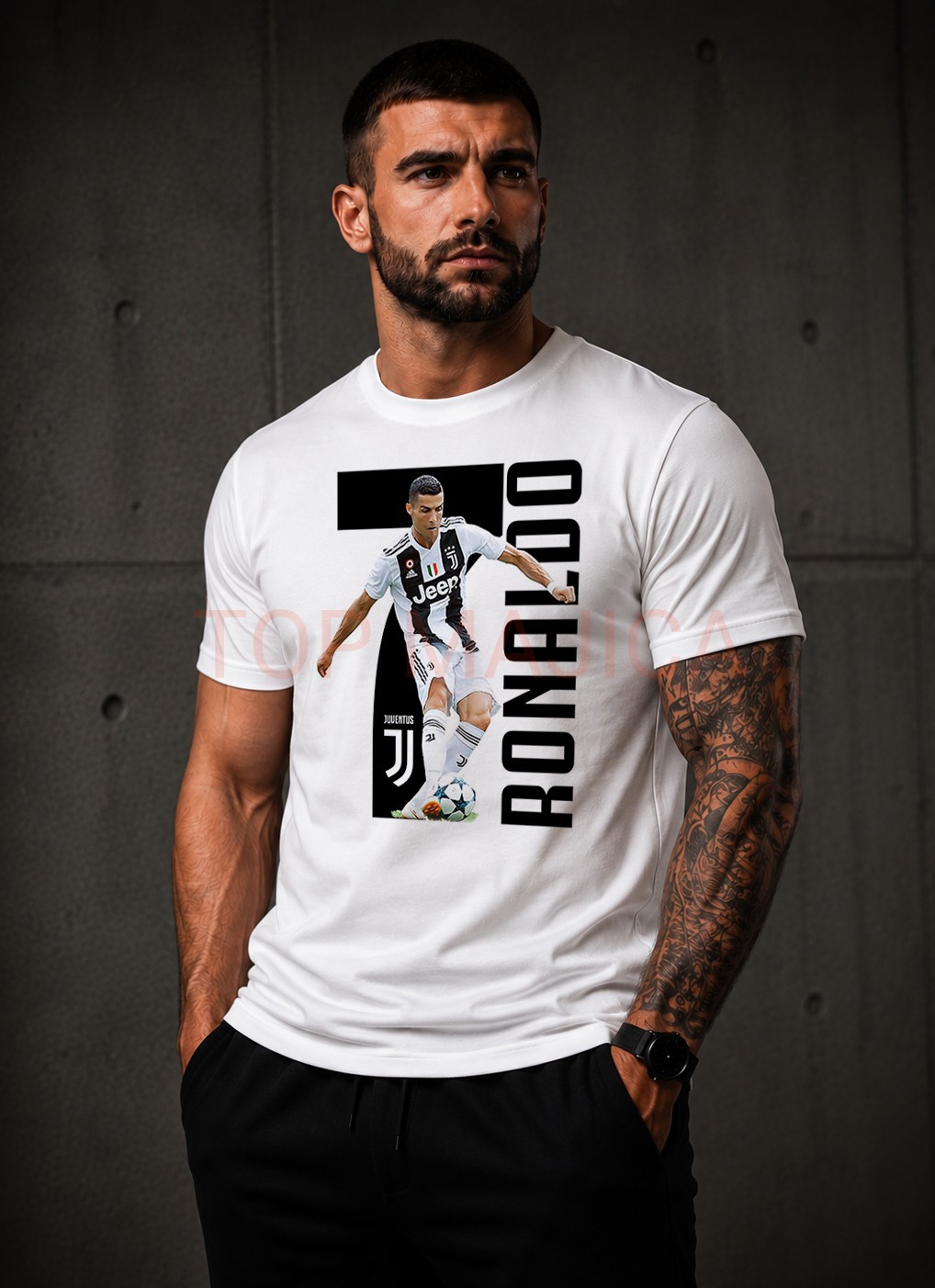 Ronaldo Juventus majica Ronaldo CR7 Juventus - Majica bela Ronaldo Juventus majica