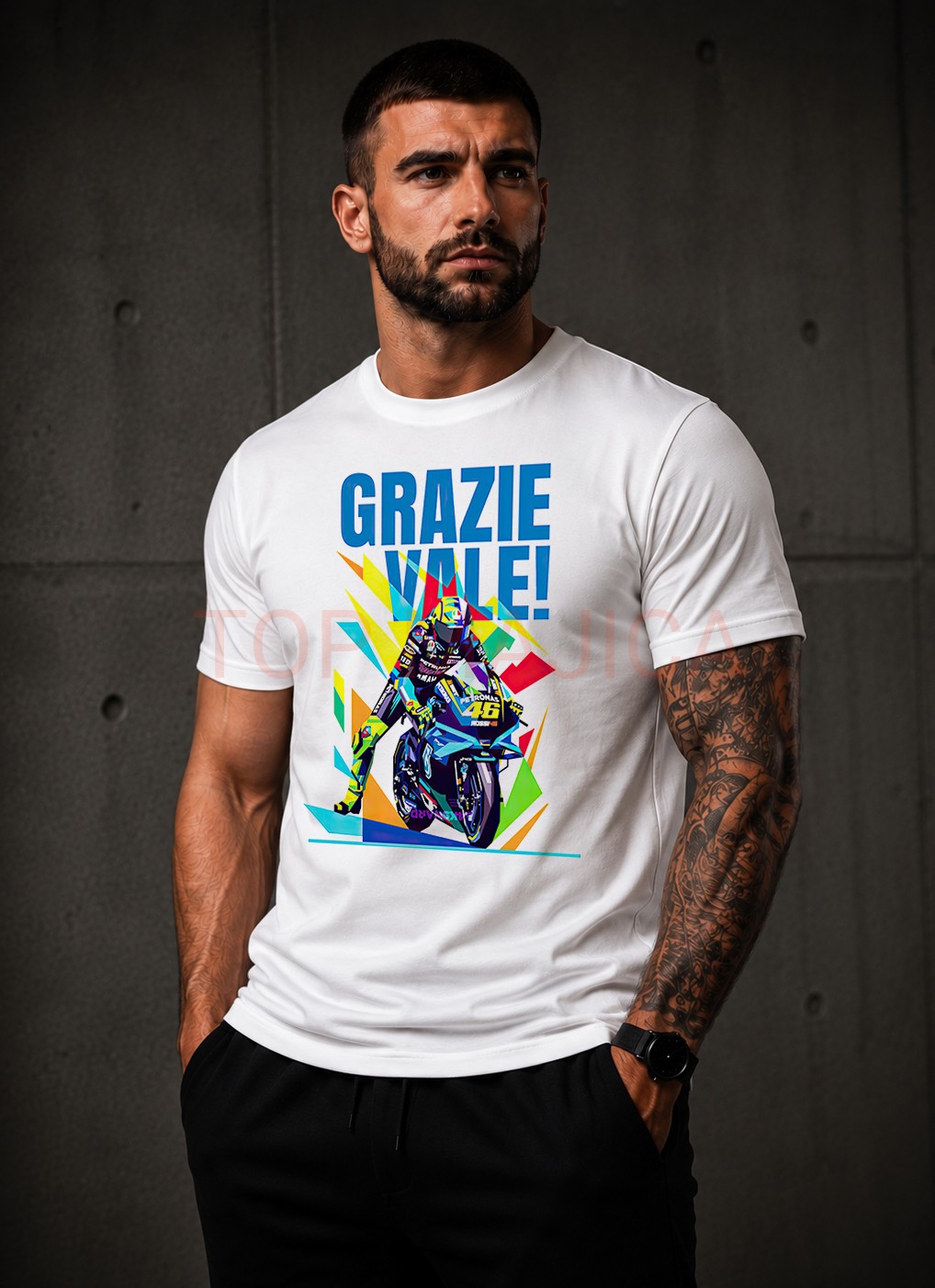 Valentino Rossi Grazie Vale majica bela Valentino Rossi MOTO GP - Grazie Vale majica Valentino Rossi Grazie Vale majica bela