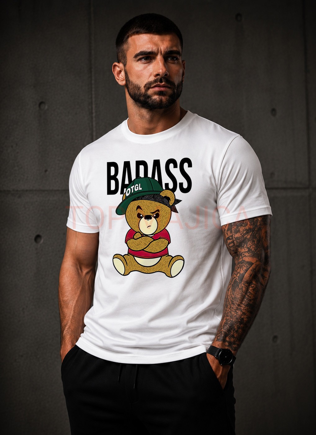 Badass - Majica bela badass majica bela