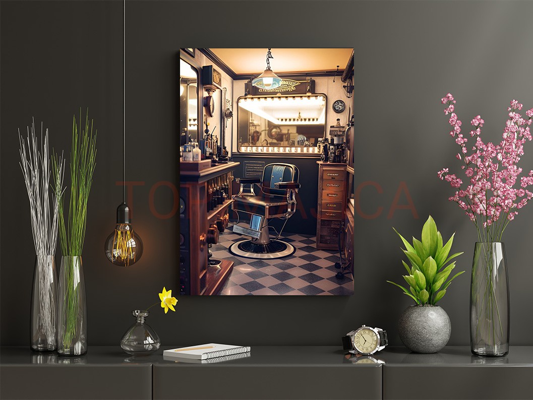 Mock up poster frame in children room,kids room,nursery mockup,b Barber Shop old punk style - Slika za vas salon punk old stulr barber shop