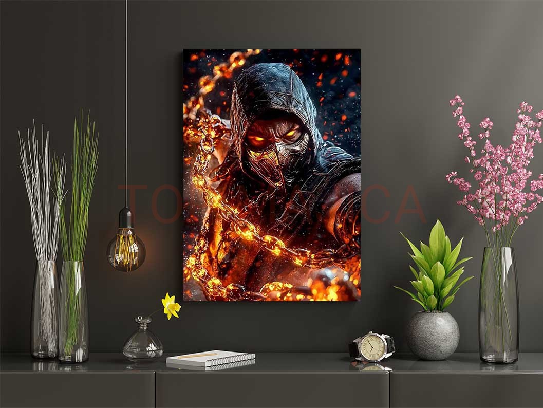 Mock up poster frame in children room,kids room,nursery mockup,b Skorpion chain - Mortal Kombat - Slika skorpion mortal kombat