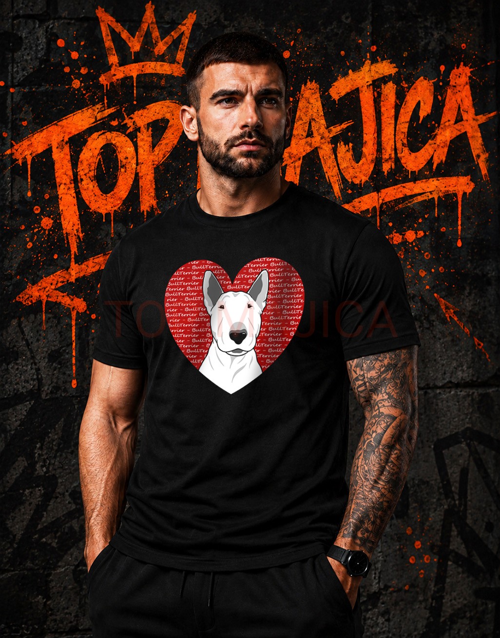 Bull terier srce majica crna Bull terier srce majica crna