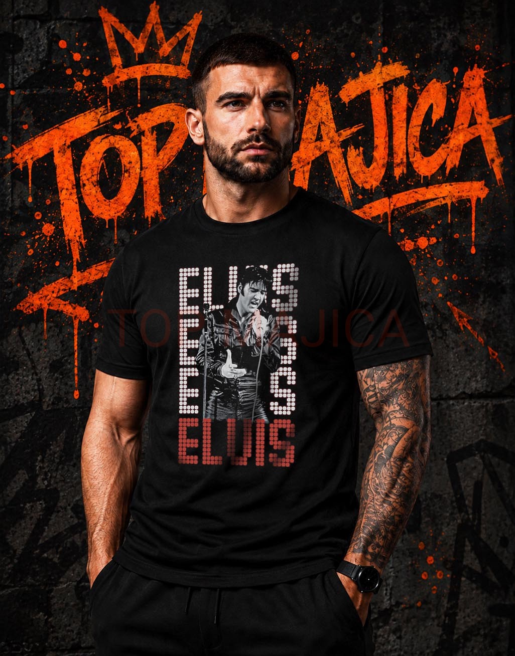 Elvis art top majica crna Elvis art top majica crna