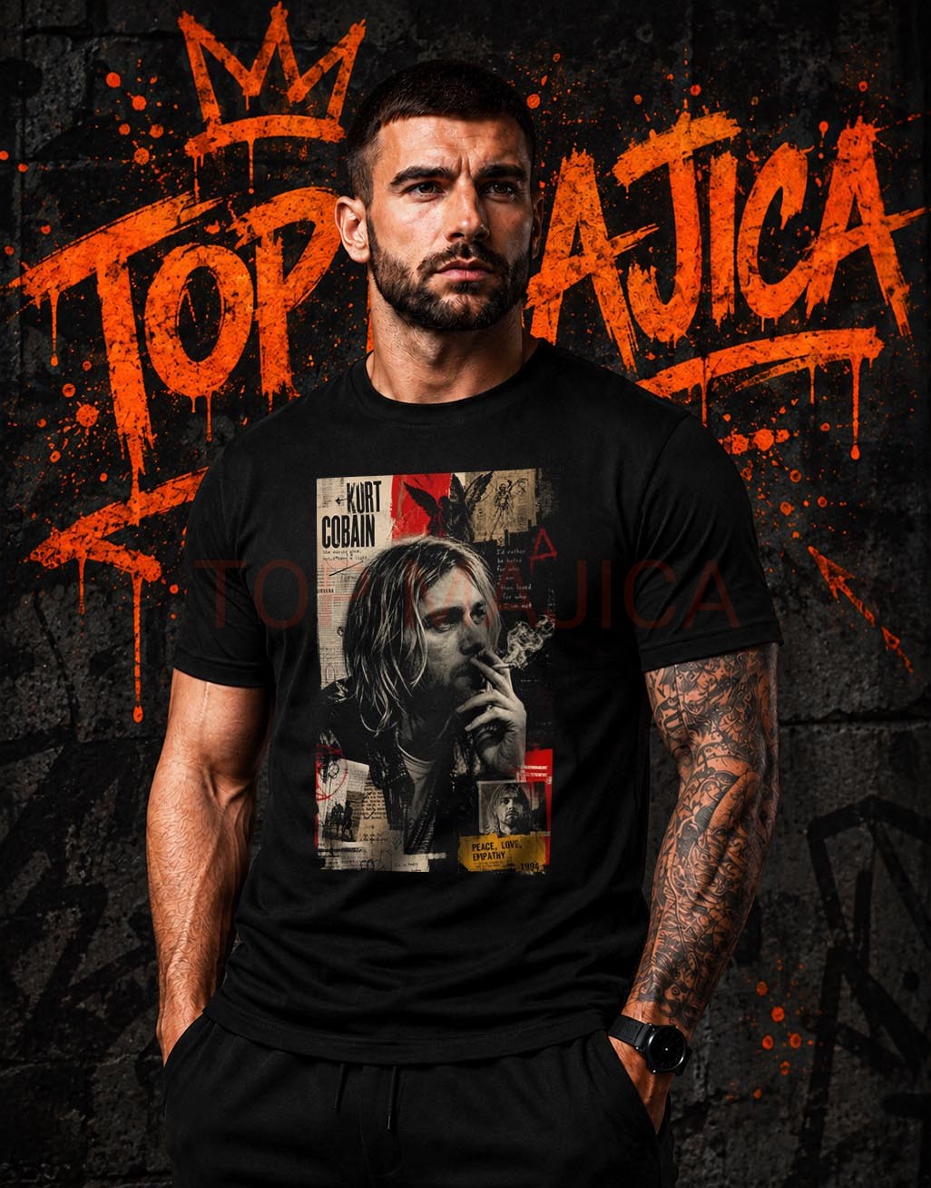 Kurt Cobain Nirvana art majica crna Kurt Cobain Nirvana art majica crna