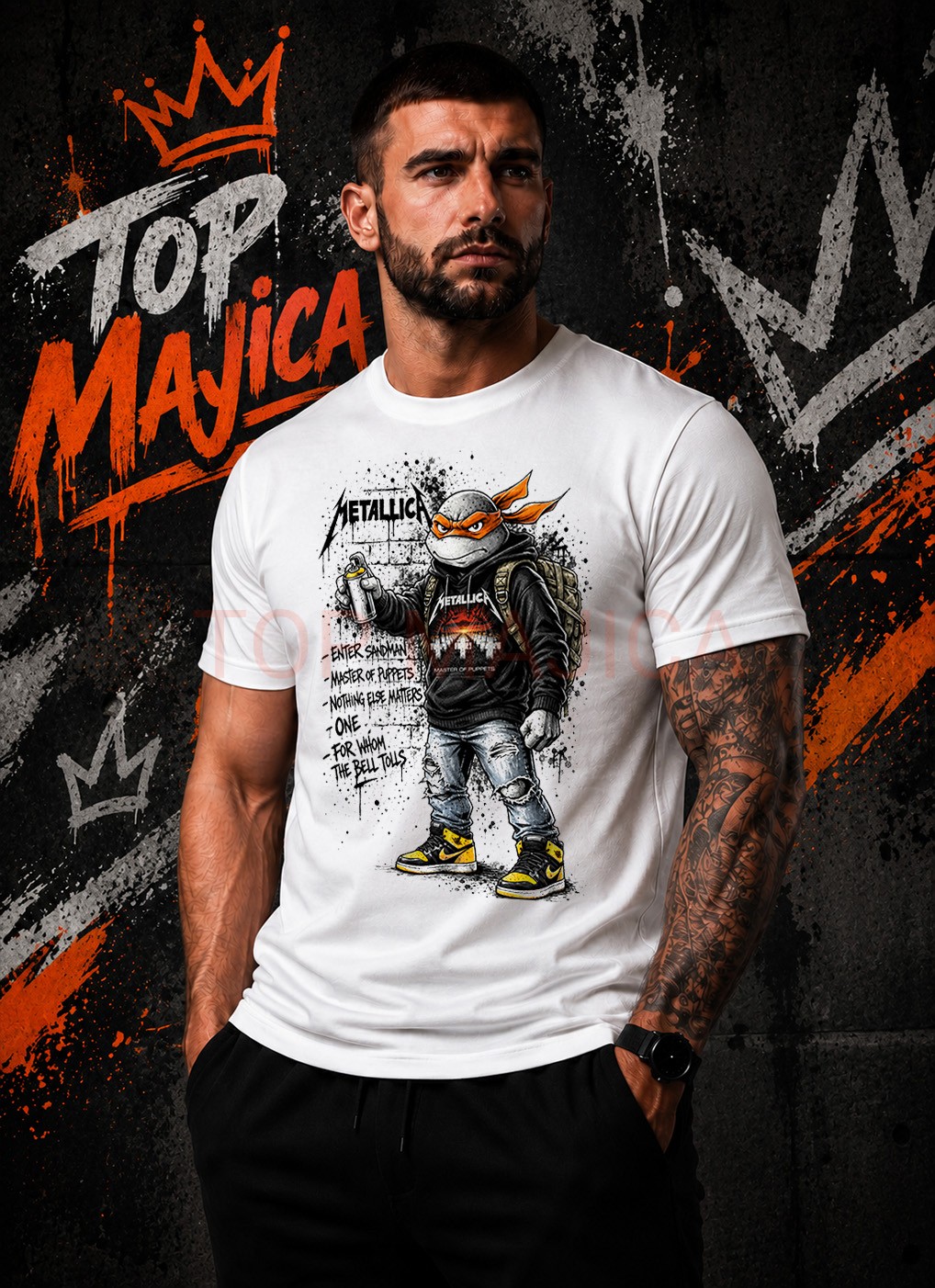 Mikelandjelo metallica majica Metallica Mikelandjelo - Majica bela Mikelandjelo metallica majica