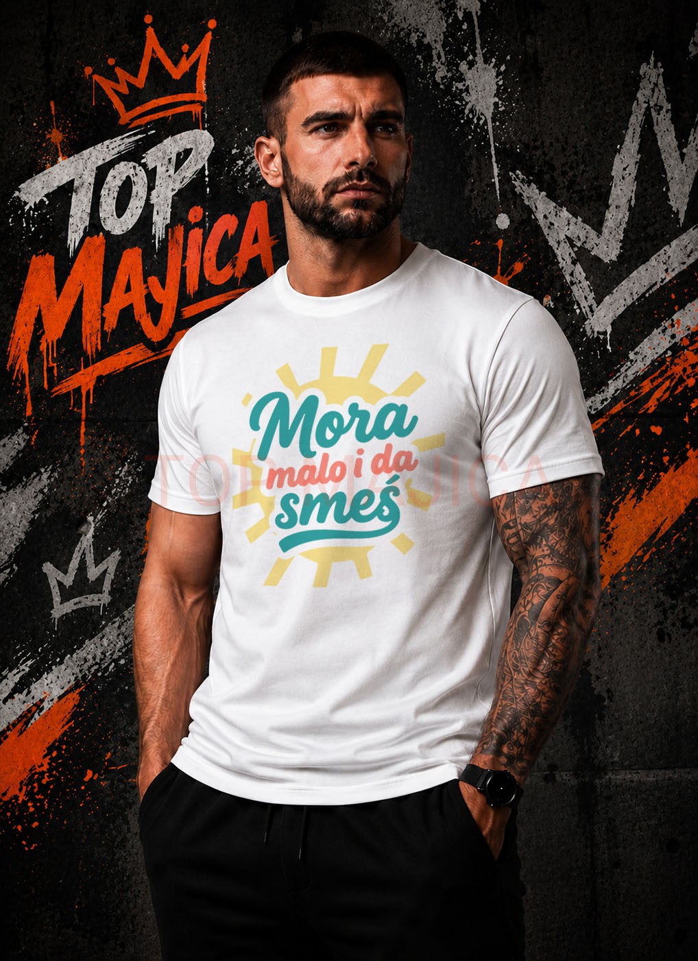 Mora malo i da smes - Majica bela Mora malo i da smes majica bela