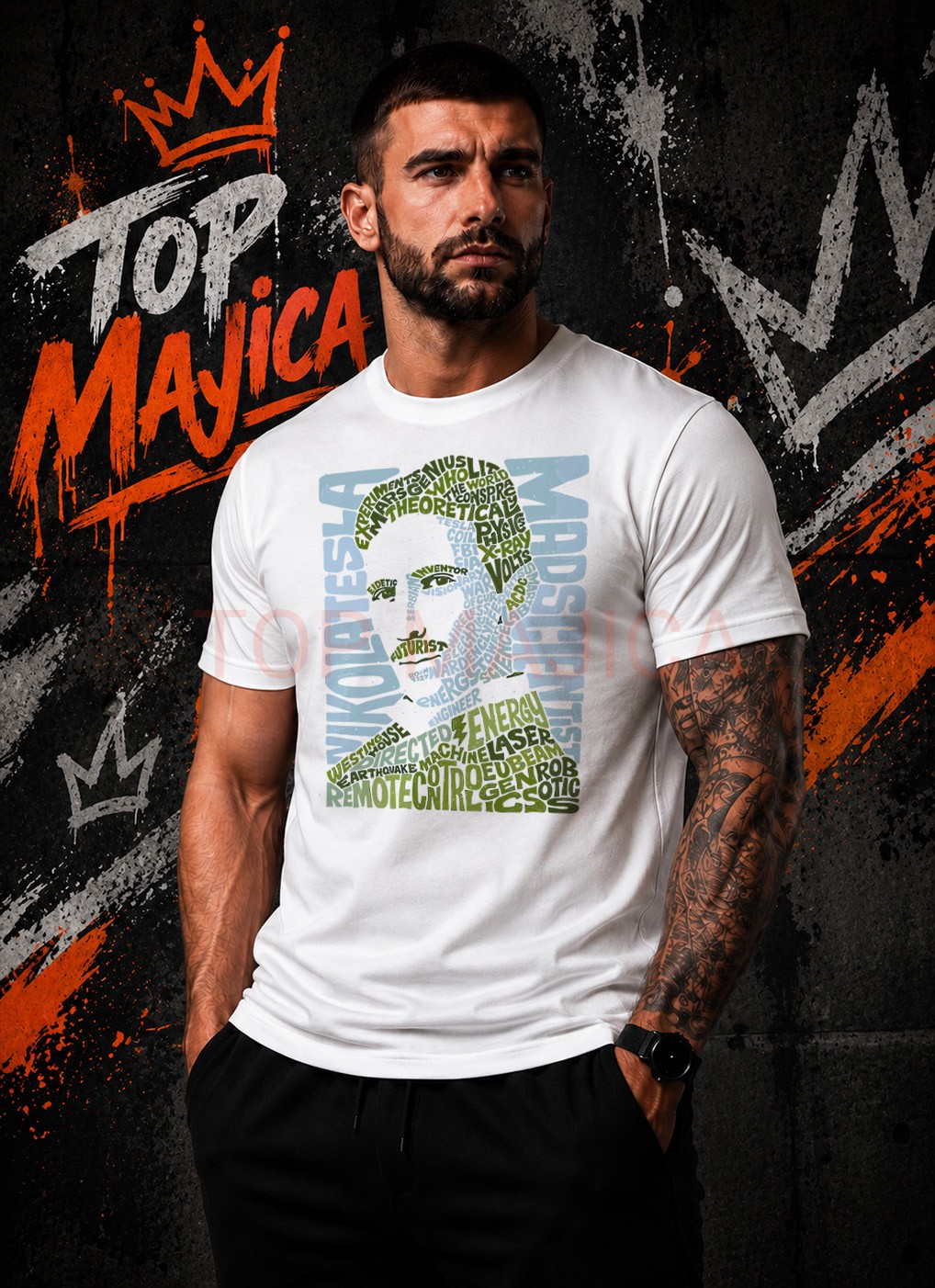 Nikola Tesla energy - Majica bela Nikola Tesla Energy majica bela