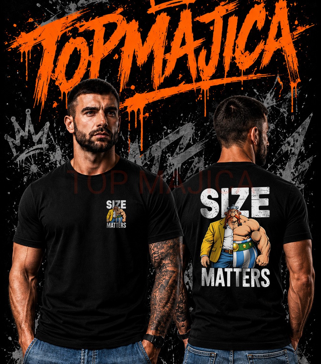 Obelix size matters majica obostrano crna Obelix size matters majica obostrano crna