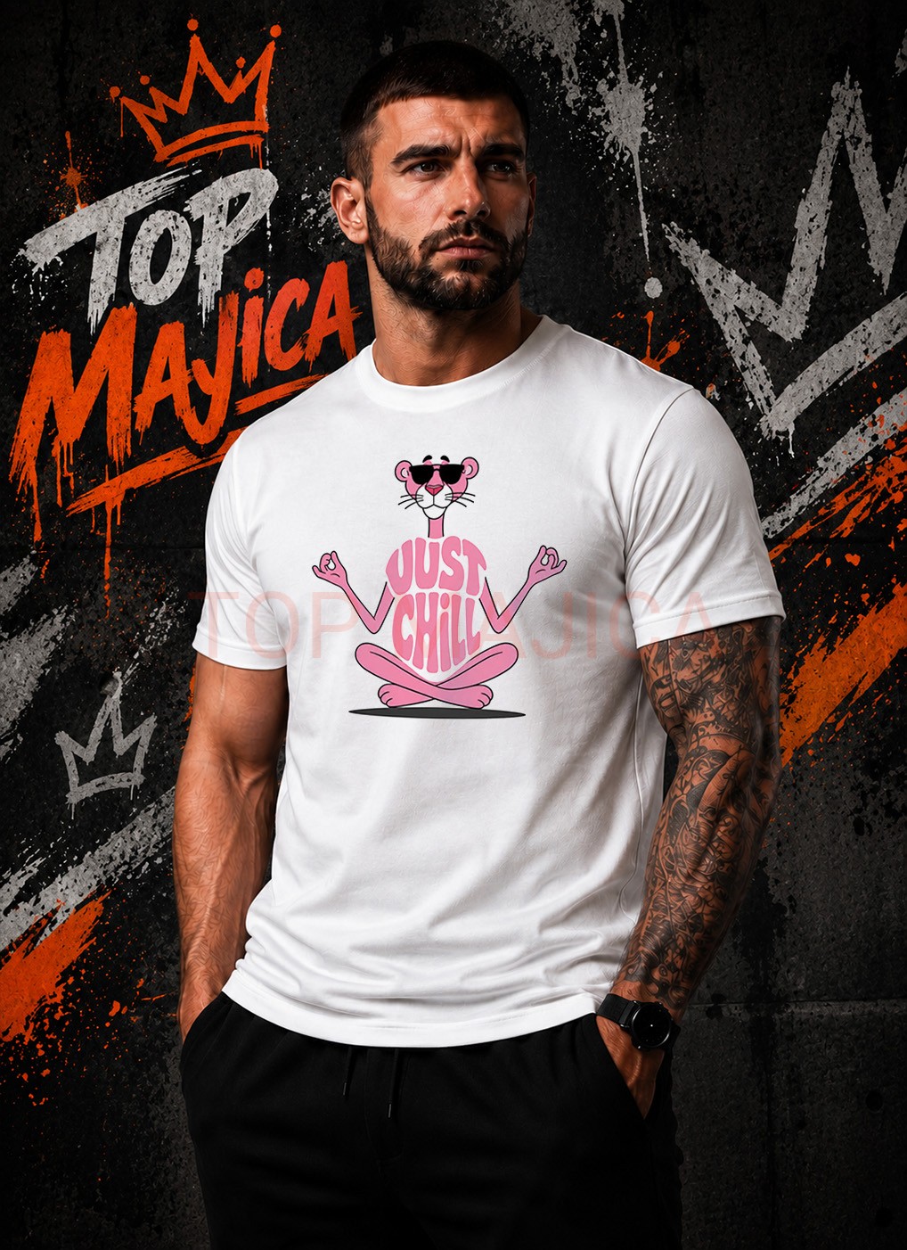 Pink Panter Just Chill majica bela Pink Panter Just Chill majica bela