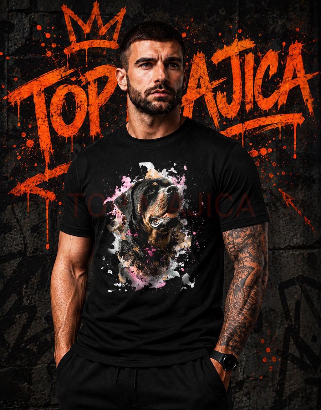 Rotvajler art majica crna Rotvajler art majica crna