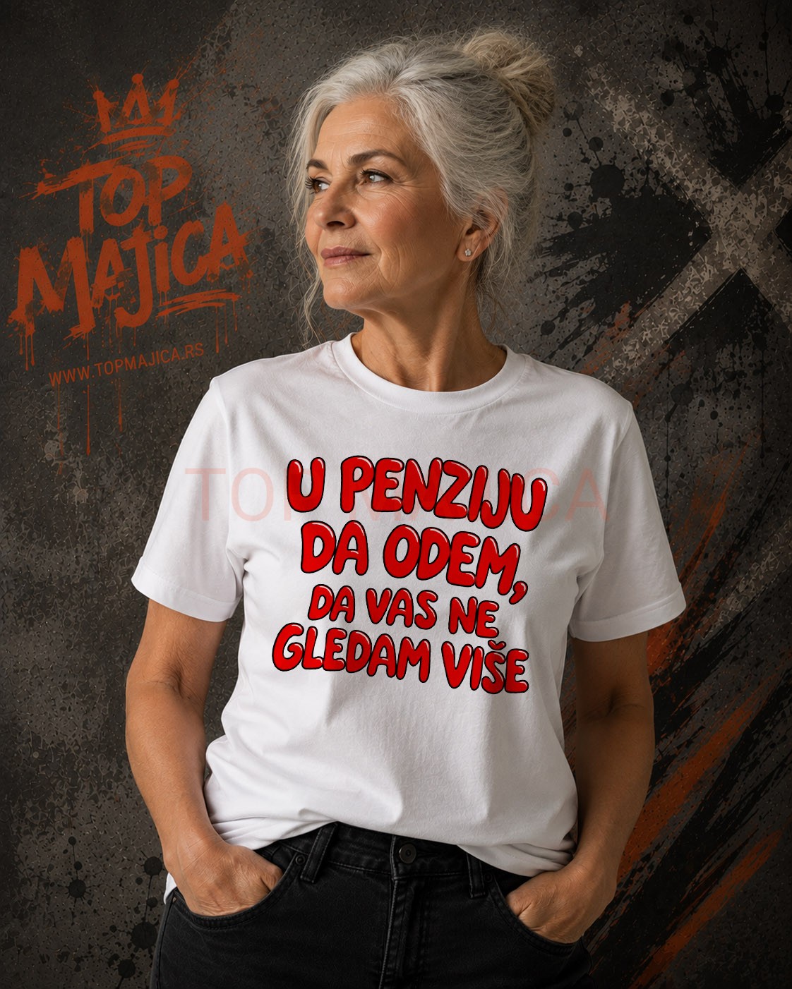 U penziju da odem da vas ne gledam vise crveno majica U penziju da odem, da vas ne gledam vise - Majica sa crvenim tekstom U penziju da odem da vas ne gledam vise crveno majica