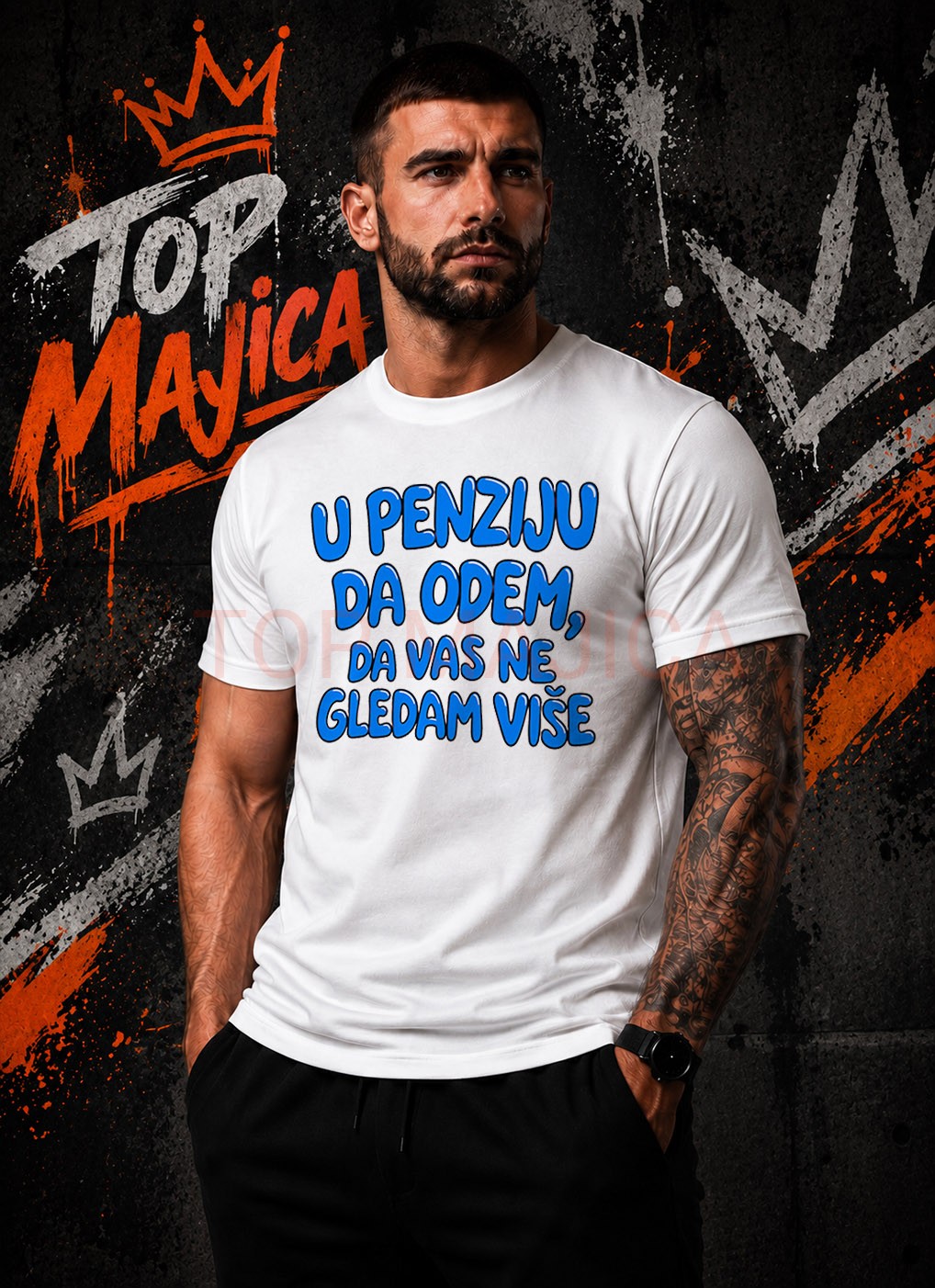 U penziju da odem da vas ne gledam vise majica U penziju da odem, da vas ne gledam vise - Majica sa plavim tekstom U penziju da odem da vas ne gledam vise majica