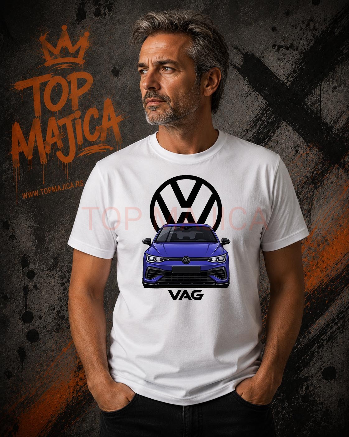 Volkswagen Golf 8R - Majica bela Volkswagen Golf 8R majica