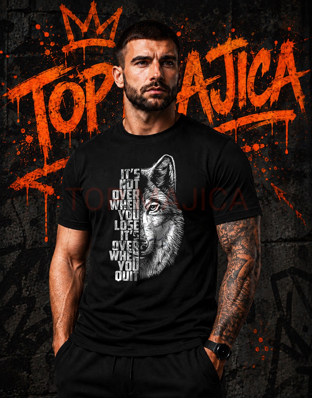 Wolf top majica crna Vuk - Wolf top crna majica Wolf top majica crna
