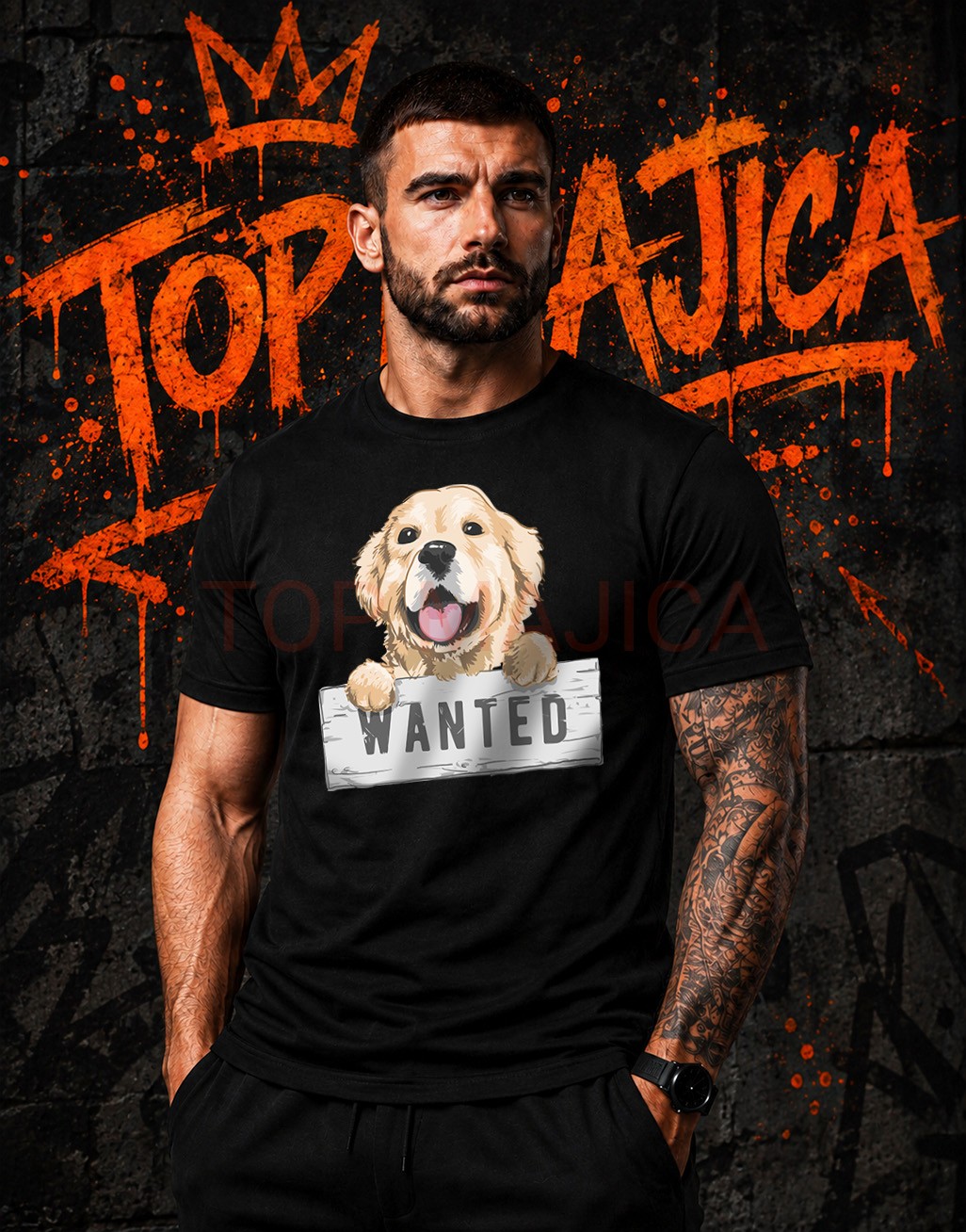 Zlatni Retriver wanted majica crna Zlatni Retriver wanted majica crna