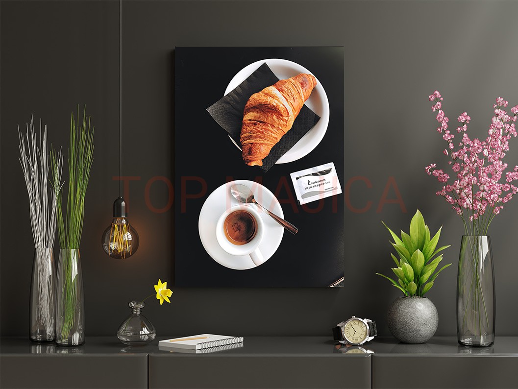 Mock up poster frame in children room,kids room,nursery mockup,b Kafa i kroasan slika kroasan i kafa md