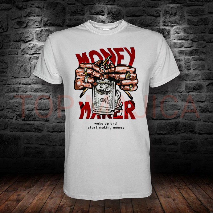 money maker man Money maker dollar - Majica bela money maker man